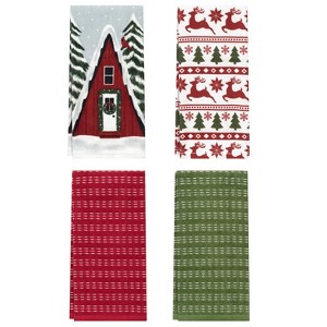 John Ritzenthaler Co. 100% Cotton Kitchen Towels Chalet Reindeer Absorbent Dish Towels for Drying & Cleaning Soft & Durable (Set of 4) - 1 of 4