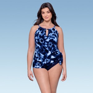 Aqua Green Women's Keyhole Swimdress - 1 of 3