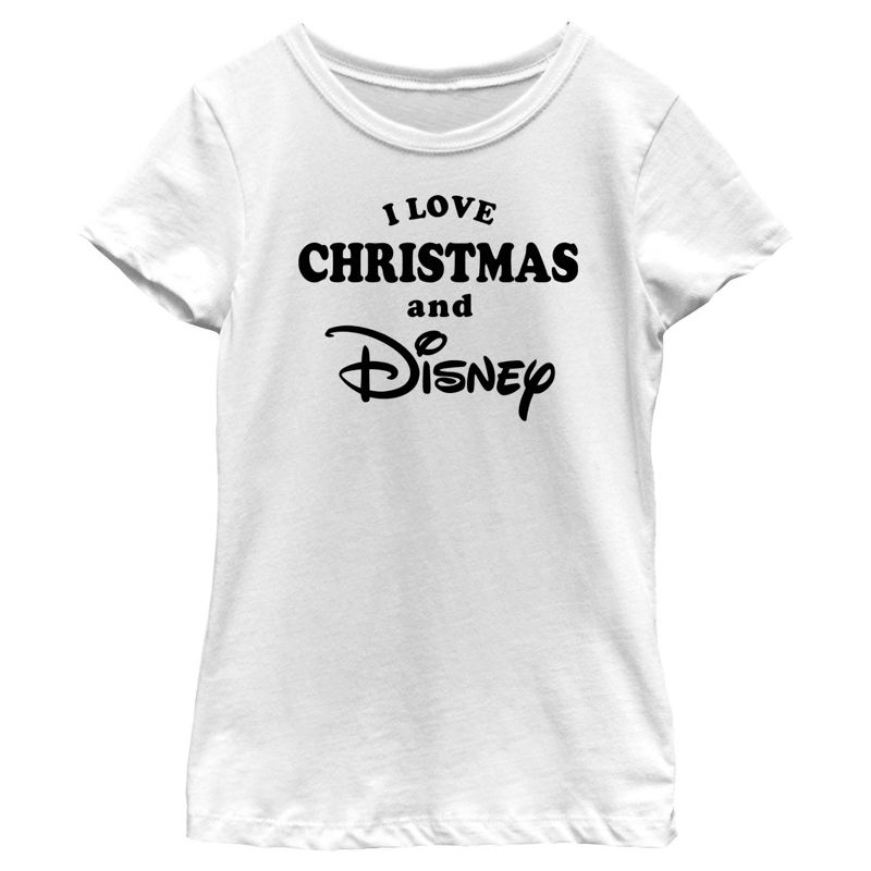 Girl's Disney I Love Christmas Logo T-Shirt, 1 of 5
