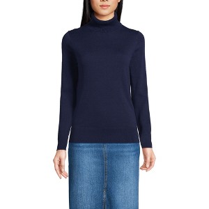 Lands' End Women's Fine Gauge Cotton Turtleneck Sweater - 1 of 3