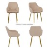 Velvet dining chair set, 2 pieces, dining chairs with gold metal legs, modern padded dining chairs suitable for dining rooms, kitchens, (Beige) - 4 of 4