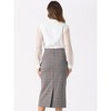 INSPIRE CHIC Women's Plaid High Waist Zipper Back Split Bodycon Midi Skirt - 4 of 4