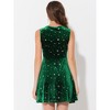 INSPIRE CHIC Women's Shiny Stars Print Sleeveless Swing Mini Velvet Dress - 4 of 4
