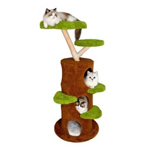 58" Tall Cat Tree Tower  Multi-Level Indoor Large Pet Activity Center with Flower-shaped Platform Plush Stairs Condo for Multi-Cat Household - 1 of 4