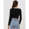 Allegra K Women's Textured Zip Up Fitted Asymmetrical Hem Corset Crop Top - 4 of 4