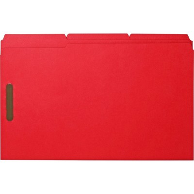 Sparco Fastener Folders w/ 2-Ply Tab 1/3 Ast Tab 50/BX Lgl Red SP17221