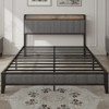 DOMETOUR Full Size Bed Frame Metal Bed Frame with Charging Headboard Light Grey - 2 of 4