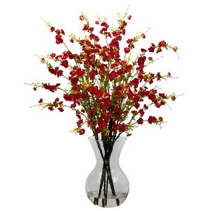 Nearly Natural Cherry Blossoms with Vase Arrangement, Red - 1 of 1