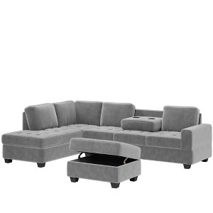 CIPACHO Orisfur. Modern Sectional Sofa with Reversible Chaise, L Shaped  Couch Set with Storage Ottoman and Two Cup Holders for Living Room - 1 of 4