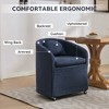 24"W Accent Chairs Armchair Dining Chairs with Back Cushion, Universal Wheels and Chenille Upholstery, Beige/Blue-ModernLuxe - 3 of 4