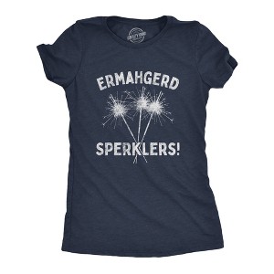 Womens Ermahgerd Sperklers T Shirt Funny 4th of July Fireworks Sparklers Graphic Novelty Tee - Crazy Dog Women's T Shirt - 1 of 4