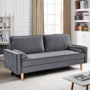 3 Person Seater Couch Sofa, Comfy Couches for Small Spaces, Mid Century Modern Gray Couch for Living Room Apartment Bedroom - 1 of 4