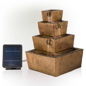 17" Solar Tiered Resin Rustic Fountain - Alpine Corporation: LED, Polystone, Weatherproof - 1 of 4