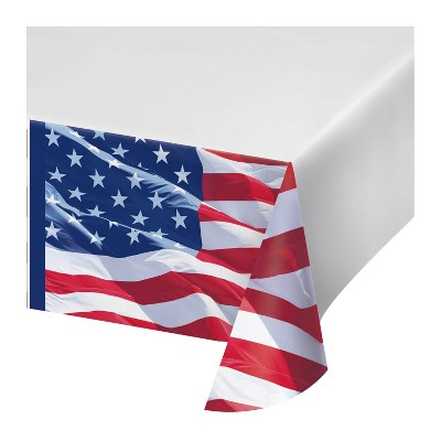 3ct Waving Flag Fourth of July Plastic Tablecloths