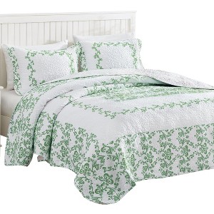 Collections Etc Damask Embroidered Bedspread - 1 of 4