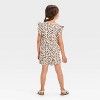 Grayson Mini Toddler Girls' Flutter Sleeve Leopard Printed & French Terry Shorts Set - Beige - 2 of 4