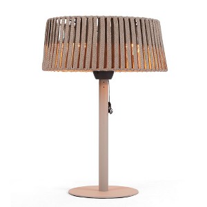 ZACHVO 1500W Halogen Woven Shade Electric Patio Heater with Pull Cord Switch, Tip-over Protection & Shower-Proof Design,Nature - 1 of 4