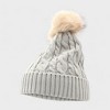 French Connection Women's Cable Knit Hat & Mitten Set with Faux Fur Pom - Winter Warmth Accessories, Soft & Stylish - 3 of 4