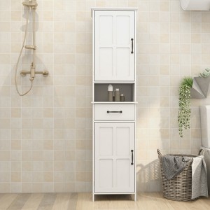 AndMakers 15.75 in. W. x 11.81 in. D x 64.96 in. H White Freestanding Linen Cabinet - 1 of 4