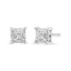 Haus of Brilliance Silver 1/4 Ctw Princess Diamond Hidden Halo Solitaire Stud Earrings - 2 of 4