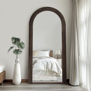 PexFix 35 in. W x 71 in. H Classic Arched Solid Wood Framed Mirror in 
Charcoal - 1 of 4