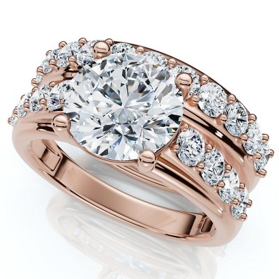 Pompeii3 Certified 2 1/2Ct Diamond Engagement Wedding Ring Set 14k Gold Lab Created