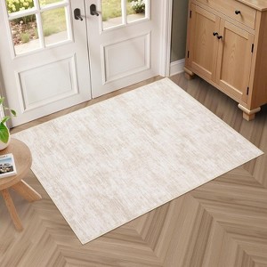 Modern Abstract Washable Rug - Thin Foldable Non-Slip TPR Backing Soft Low Pile Non-Shedding Carpet for Living Room Bedroom Minimalist Floor Mat - 1 of 4