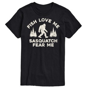 Men's - Instant Message - Fish Love Me, Sasquatch Fear Me Short Sleeve Graphic T-Shirt - 1 of 4
