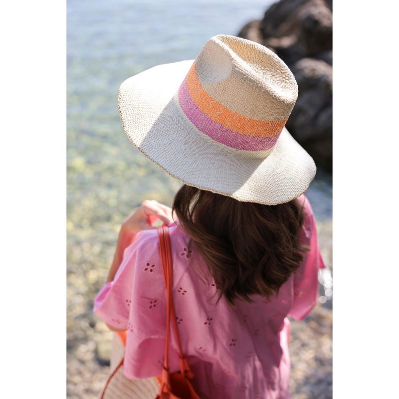 Shiraleah Natural Alannis Sun Hat with Pink and Orange Detail, 2 of 5