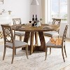 47-Inch Round Farmhouse Dining Table for 4 with Wooden Pedestal Base, Ideal for Kitchen, Dining Room, or Living Room in Your Home. - 3 of 4