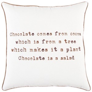 20"x20" Oversize 'Chocolate' Poly Filled Square Throw Pillow - Rizzy Home: Cotton Canvas, Indoor Use, Removable Cover - 1 of 4