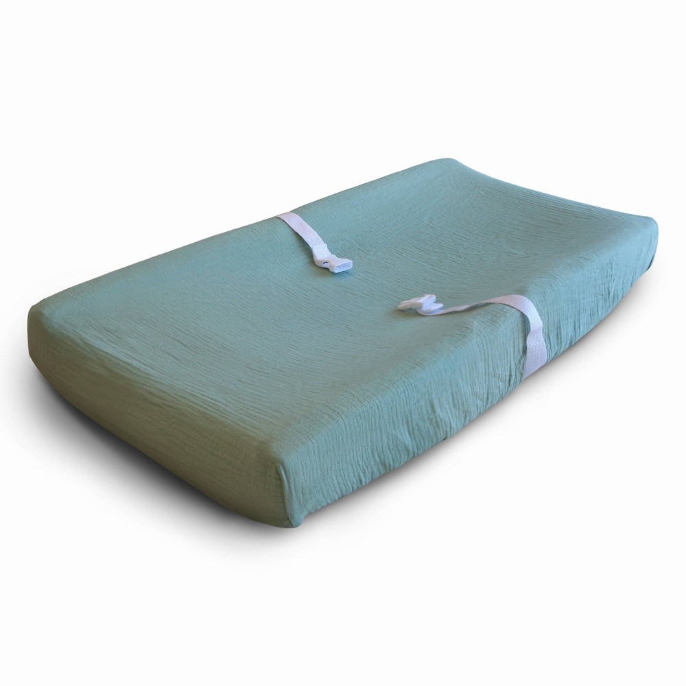 Photos - Changing Table Mushie Soft Muslin Changing Pad Cover - Roman Green