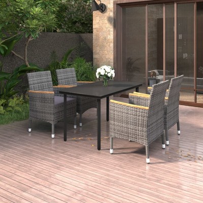 vidaXL Garden Dining Set Grey PE Rattan Medium Waterproof materials
