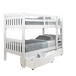 Donco Kids Austin Mission Twin Over Twin White Bunkbed with Dual Underbed Drawers - 1 of 4