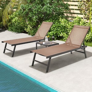 Tangkula 3pcs Patio Chaise Lounge Set Aluminum Recliner Chair Table Outdoor Adjust - 1 of 4
