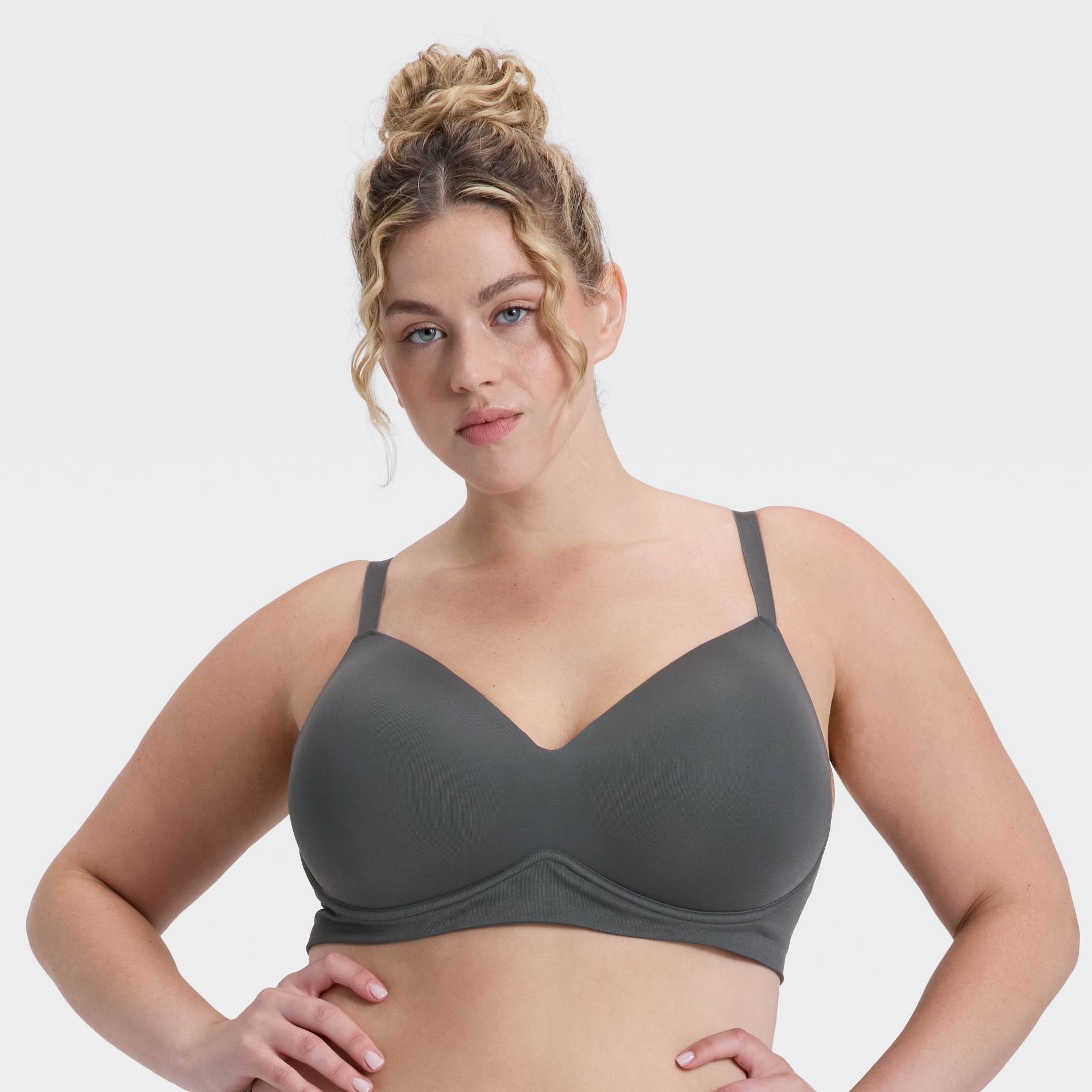 Women's Seamless Wirefree Push Up Bra - Wild Fable™ Steel Gray 1X