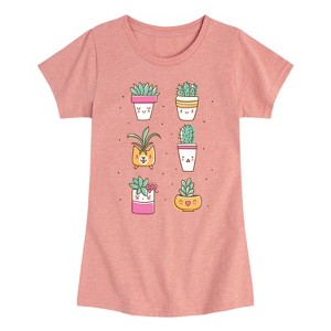 Girls' - Instant Message - Kawaii Plants Fitted Short Sleeve Graphic T-Shirt - 1 of 4