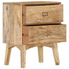 vidaXL Solid Mango Wood Bedside Cabinet - Handmade Wooden Nightstand with 2 Drawers, Sturdy and Durable, Unique and Decorative, Easy Assembly Required - 3 of 4