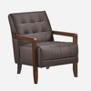 CAVINAS Leather Upholstered Accent Chair,Modern Arm Chairs with Solid Wood Arms and Legs for Bedroom,Reading Room - 3 of 4