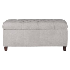 Ainsley Button Tufted Storage Bench - Silver Ash - HomePop