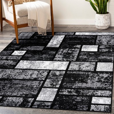 Gray and Black Geometric Modern Area Rug 3'1" x 5'4"