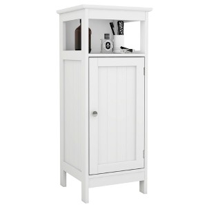 Sevobal Utility Storage Cabinets, Floor Cabinet with Doors and Open Shelves for Living Room Kitchen Hallway, White, 12.6"*12"*31.5" - 1 of 4