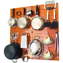 Wall Control Kitchen Pegboard Organizer Kit Pots & Pans Rack - Orange Pegboard with Hooks