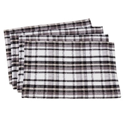 Saro Lifestyle Picnic Plaid Placemat (Set of 4 pcs), Black