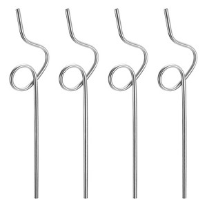 Unique Bargains 304 Stainless Steel Durable Curly Shaped Design Reusable Drinking Straw 4 Pcs - 1 of 4