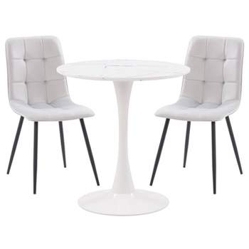 3pcs Ivo Pedestal Bistro Dining Set with Chairs - CorLiving
