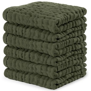 Baby Washcloths Muslin Cotton, Large 10”x10” by Comfy Cubs - 1 of 4