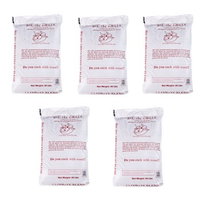 Rec Tec 40Lb Bag Grills Ultimate Premium Hardwood Grilling Cooking Pellet Barbecue BBQ Grill Smoker Blend, 40 Pound Bag (5 Pack)