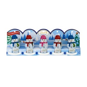 Lindt Christmas Mini Snowman Milk Chocolate Candy - 1.7oz/5pk - 1 of 4
