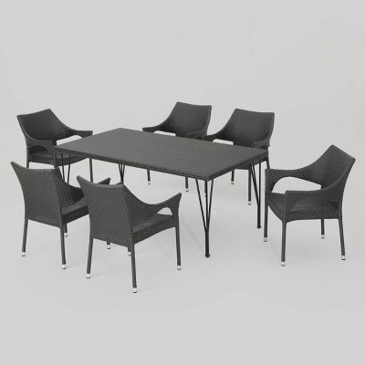 Colt 7pc Wicker Dining Set - Gray - Christopher Knight Home